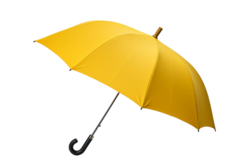 A Splash of Sunshine: Yellow Umbrella With Black Handle. On White or PNG Transparent Background.