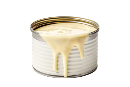 Golden Cascade: Liquid Sunshine Emerging From Paint Can. On White or PNG Transparent Background.