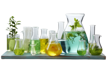 A Bountiful Collection of Whimsical Vases Overflowing With Lush Foliage. On White or PNG Transparent Background.