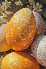 Close up of eggs with flowers, versatile image for various projects