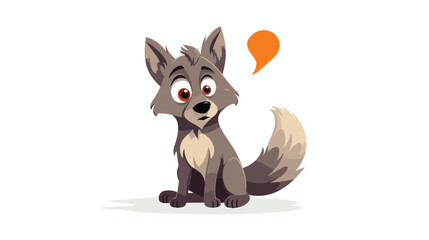 Pensive wolf on white background cartoon vector illustration