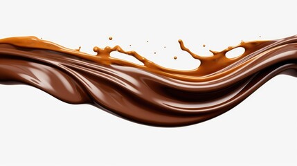 A dynamic chocolate splash on a clean white surface