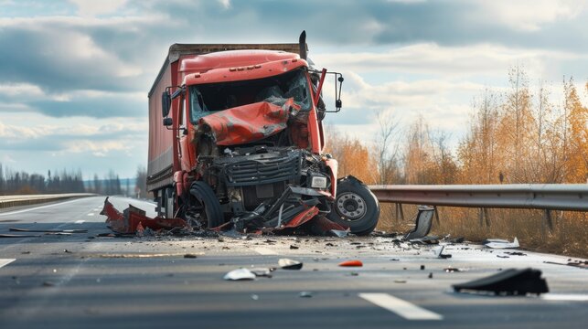 Traffic accident truck crash on the road