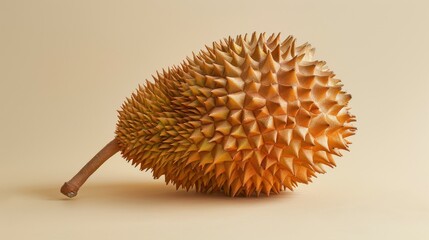 3d rendering of a durian fruit with a cream-colored background