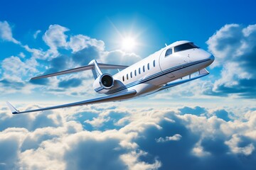 Fototapeta premium Commercial airplane flying in the blue sky