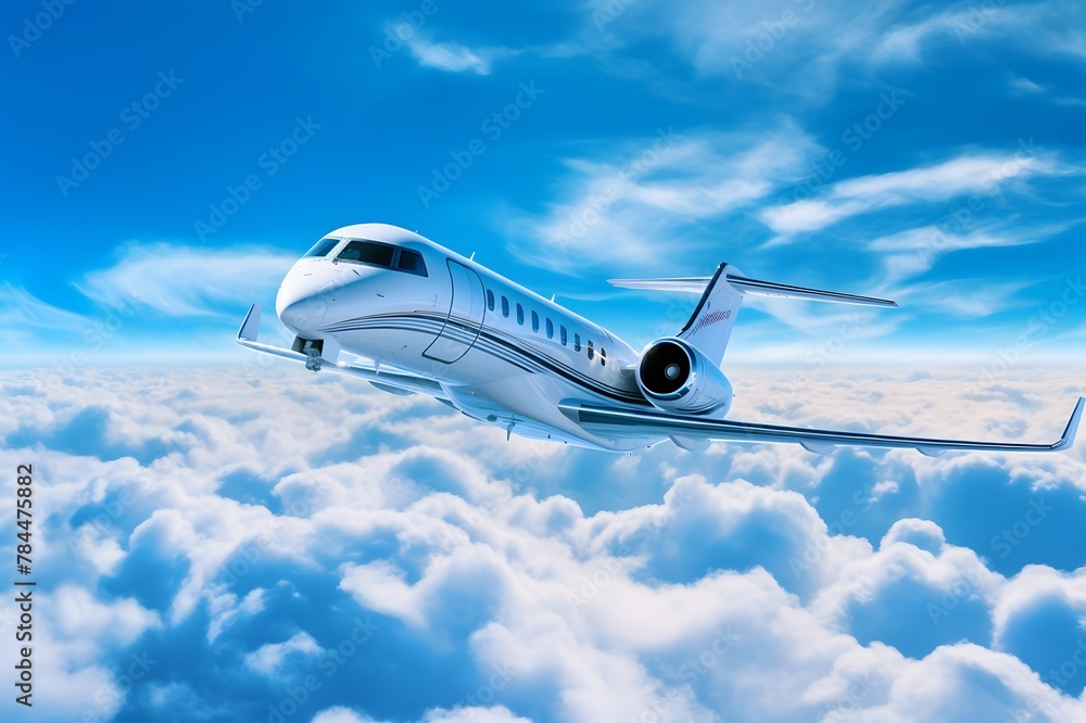 Wall mural commercial airplane flying in the blue sky