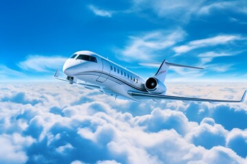 Fototapeta premium Commercial airplane flying in the blue sky
