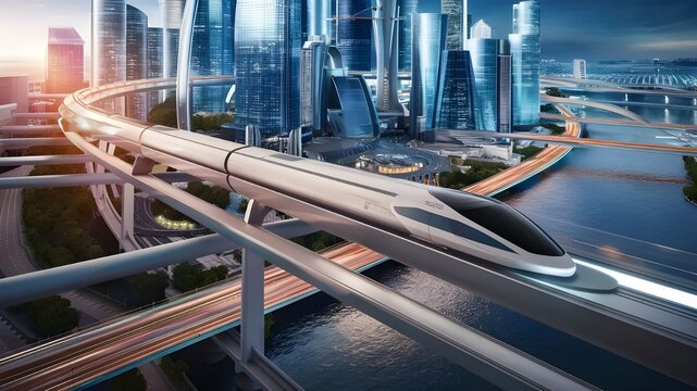 high-speed hyperloop transit network, futuristic train