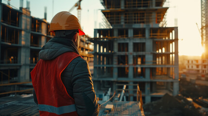 .A builder looks at construction.