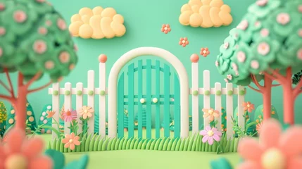 Cercles muraux Corail vert 3D landscape C4D cartoon cute style background material