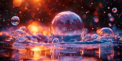 Background with a clear liquid formed when light is refracted (rainbow gradient), mimicking water droplets and soap bubbles - obrazy, fototapety, plakaty