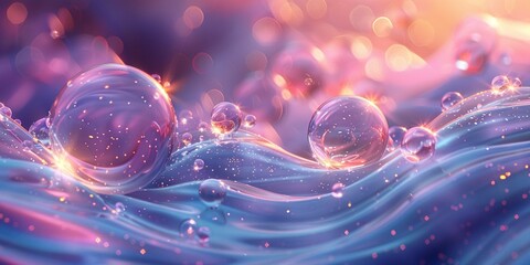 Background with a clear liquid formed when light is refracted (rainbow gradient), mimicking water droplets and soap bubbles - obrazy, fototapety, plakaty