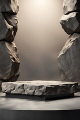 A rock or stone podium nature pedestal stage product display background empty display showroom

