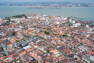 Fototapeta premium View the City of Georgetown on Penang Island in Malaysia Southeast Asia