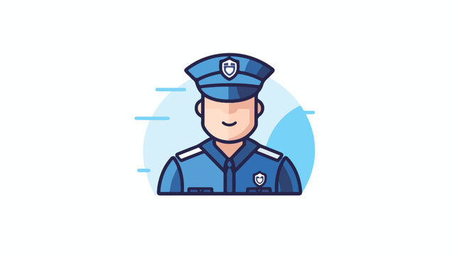 Policeman line icon. Police officer cop avatar. Jus