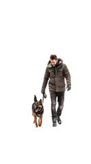 Man walking with intelligent dog