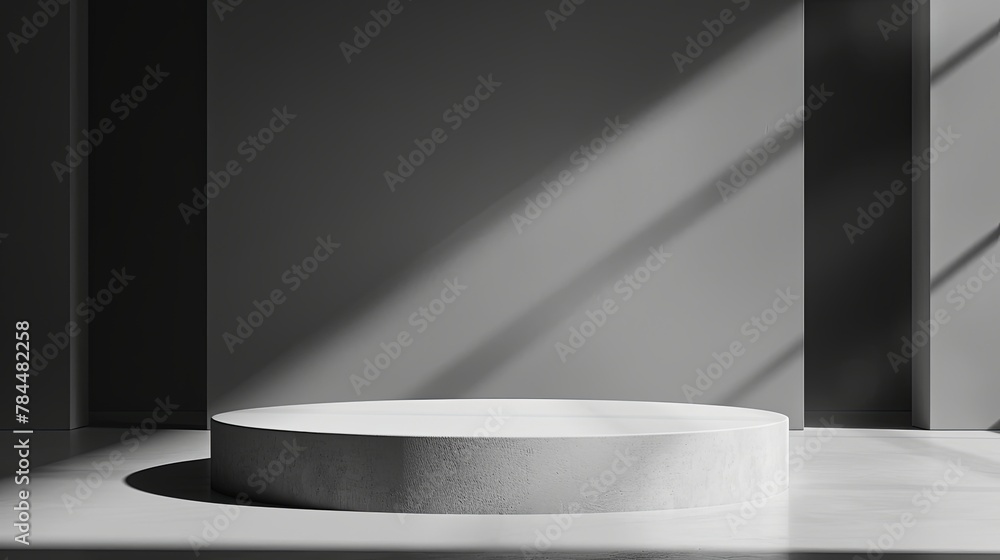 Aufkleber abstract modern interior with an empty white stage. clean and minimalist design featuring geometric