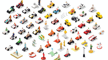 Race icons set. Isometric set of 36 race icons for
