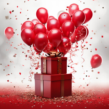 gift box with balloons