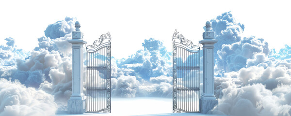 The Pearly Gates with clouds and Heaven isolated on transparent background. - obrazy, fototapety, plakaty