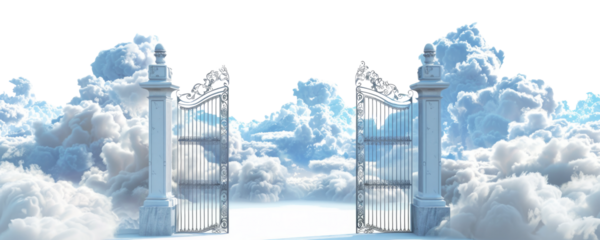 The Pearly Gates with clouds and Heaven isolated on transparent background.