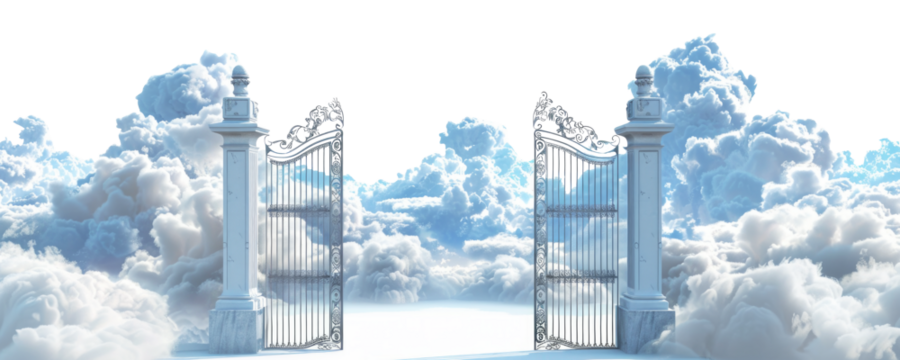 The Pearly Gates with clouds and Heaven isolated on transparent background.