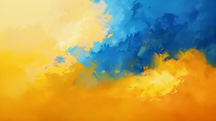 peinture abstreinte bleu et jaune - obrazy, fototapety, plakaty