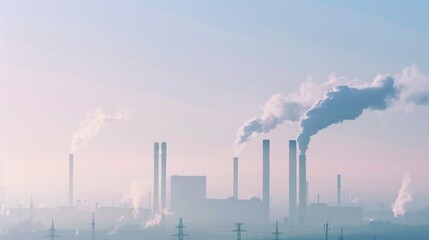 Smoke Billows From the Stacks of Industrial Buildings