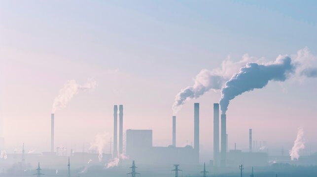 Smoke Billows From the Stacks of Industrial Buildings