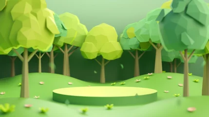 Photo sur Plexiglas Vert-citron 3D landscape C4D cartoon cute style background material