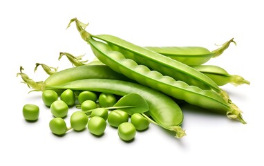 Green peas on white background