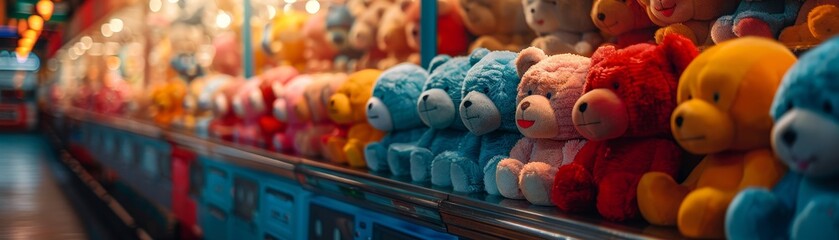 Colorful Teddy Bears at Carnival Game