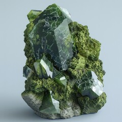 Captivating Green Epidote Crystal Specimen with Intricate Mineral Formations