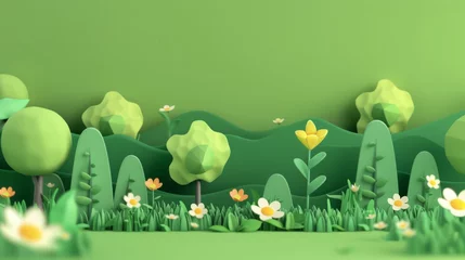 Türaufkleber 3D landscape C4D cartoon cute style background material © ran