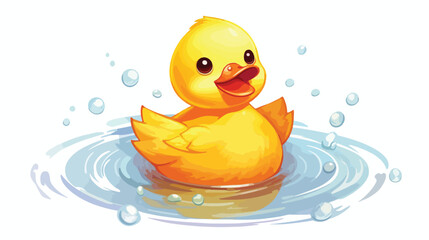 Rubber ducky for bath on white background 2d flat cartoon
