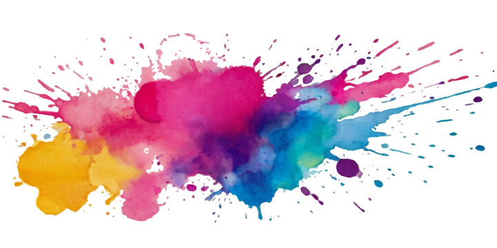 Vector abstract colorful rainbow holi paint and colorful cloud smoke powder explosion isolated on transparent wide panorama background.