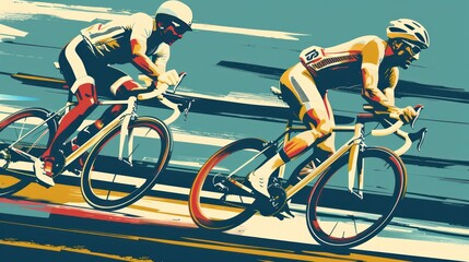 Obraz premium Cyclists cycling in group