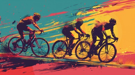 Cyclists cycling in group