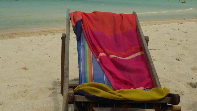 colored pareo on a sun lounger