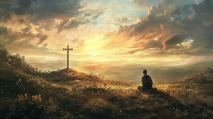 Praying towards a Cross In the Sunrise