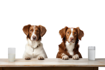 Two dogs sitting. isolated on a transparent background.