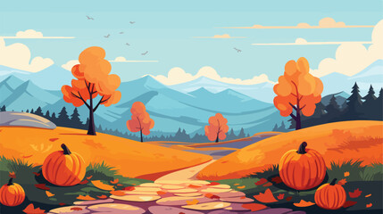 Fototapeta na wymiar Scenic autumn landscape with colorful leaves and pu