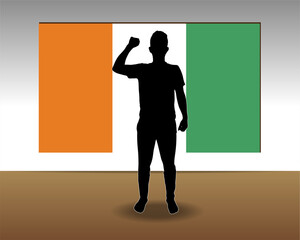 Fototapeta premium Ivory Coast flag paper texture, single-piece element, vector design