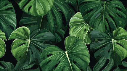 Seamless Tropical Pattern. Trendy Background with R - obrazy, fototapety, plakaty