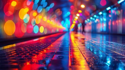 Foto op Plexiglas Blurry City Street at Night © ArtCookStudio