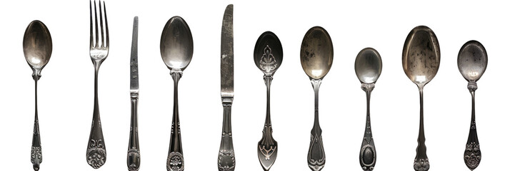 Isolated Set of Antique Silverware