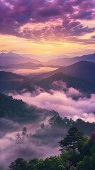 Captivating Sunrise over the Smoky Mountains: A Quintessential Depiction of North Carolina Tourism