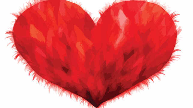 Sewed red heart shaped watercolor illustration for
