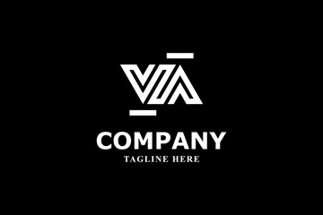 letter v and a monogram with black background logo