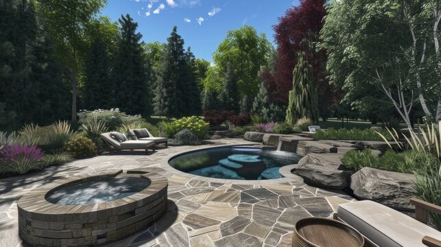 Visuals illustrating well-designed outdoor living spaces that seamlessly integrate with the surrounding landscape, incorporating elements of nature